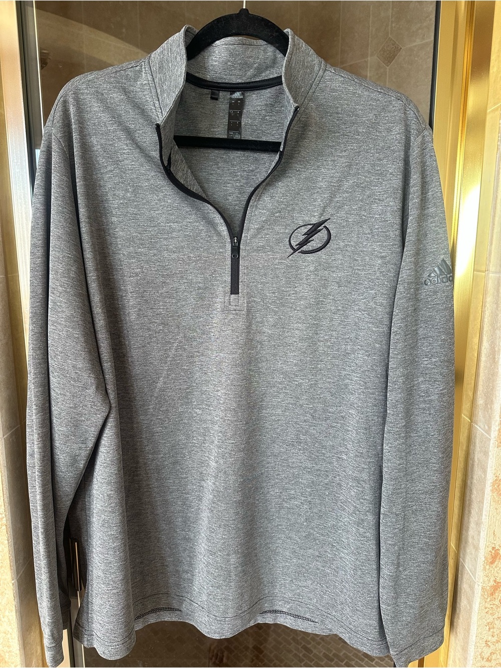 adidas Men’s Grey Lightweight Quarter-Zip Pullover Tampa Bay Lightning